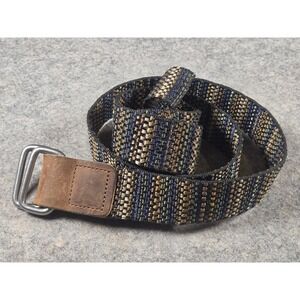 Bison Designs Mens Woven Belt Multi Color Geometric D-Ring Buckle USA Made Med